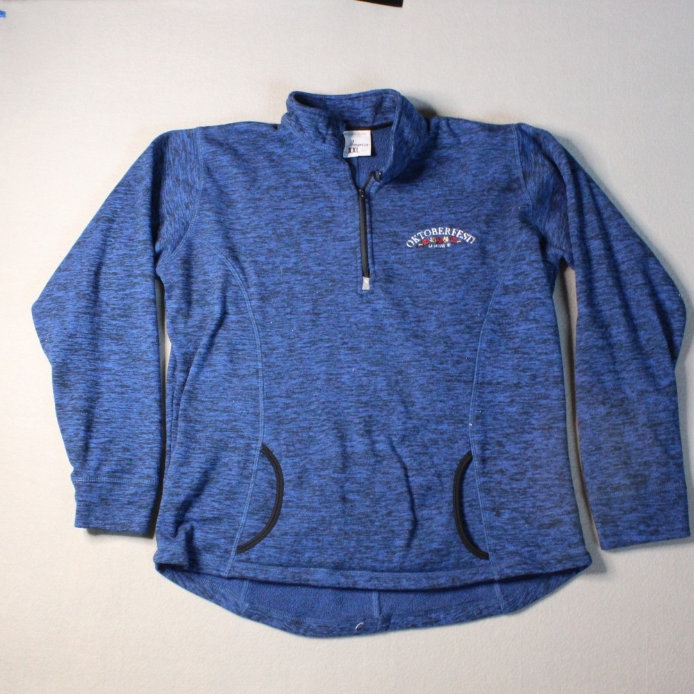J. America Women's XXL Blue Oktoberfest La Crosse WI Quarter Zip Fleece Pullover